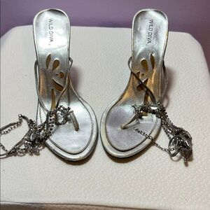 Wild Diva Metallic Silver Heels